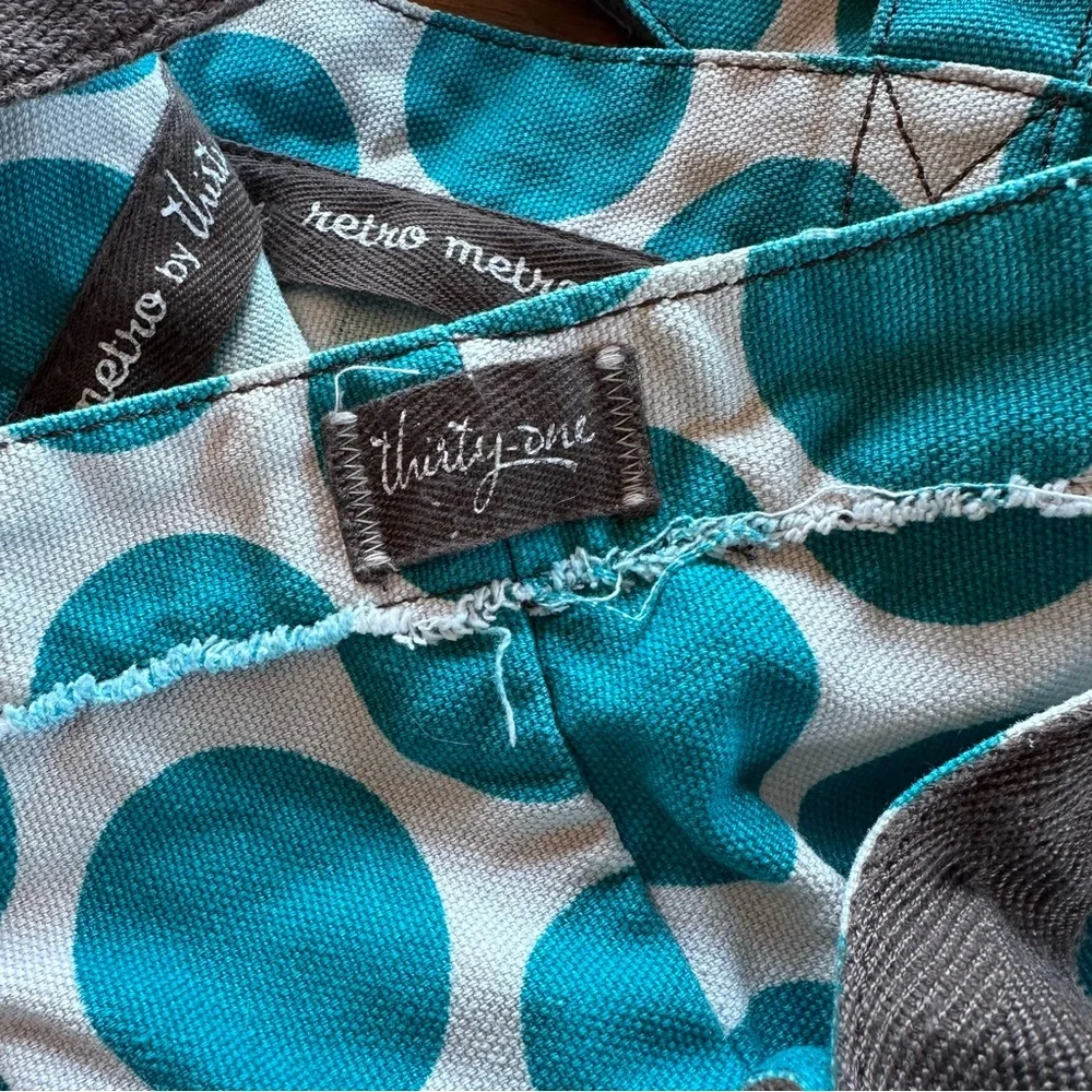 Thirty One Retro Metro Teal Polka Fold Over Tote